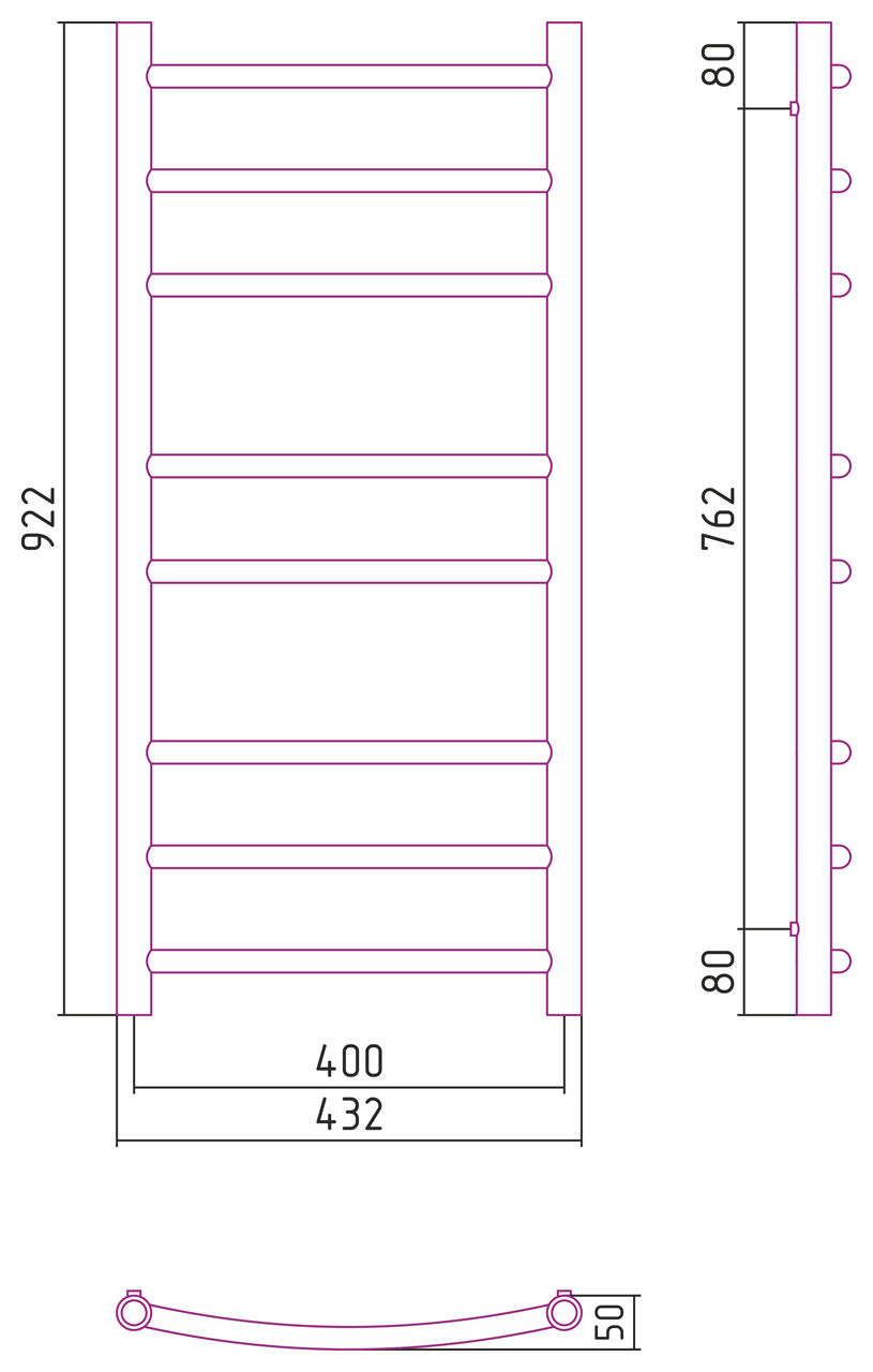 Полотенцесушитель комбинированный Сунержа Галант-ПРОФИ 1000x400. 00-5100-1040