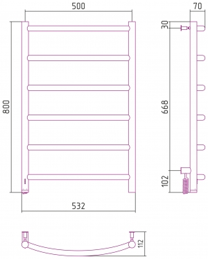 Полотенцесушитель электрический Сунержа Галант 4.0 800x500