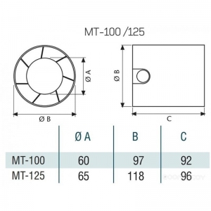 Канальный вентилятор Cata MT-100
